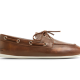 Women's Slim Boat Leather Tan Distress