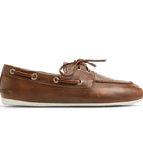 Women's Slim Boat Leather Tan Distress