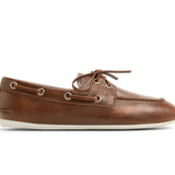 Women's Slim Boat Leather Tan Distress