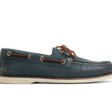 Men's Gold Authentic Original 2 Eye Leather Wide Grainy Navy