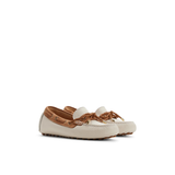 Women's Gold Driver Leather White Combo