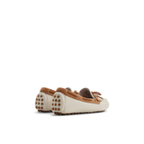 Women's Gold Driver Leather White Combo