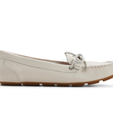 Women's Bow Driver Leather Cream