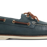 Men's Gold Authentic Original 2 Eye Leather Wide Grainy Navy