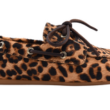 Women's Slim Boat Leather Pony Hair Leopard