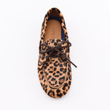 Women's Slim Boat Leather Pony Hair Leopard
