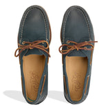 Men's Gold Authentic Original 2 Eye Leather Wide Grainy Navy