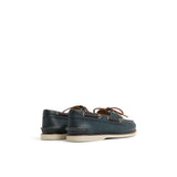 Men's Gold Authentic Original 2 Eye Leather Wide Grainy Navy