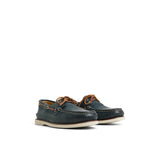 Men's Gold Authentic Original 2 Eye Leather Wide Grainy Navy