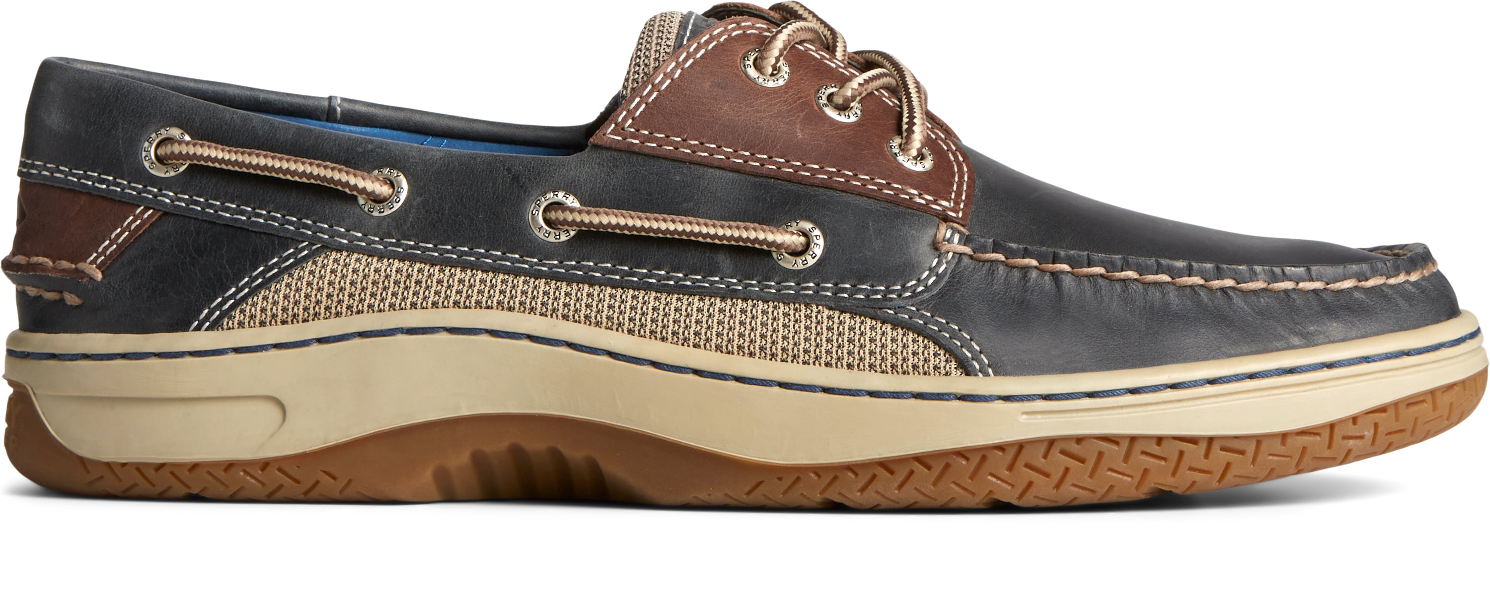 Men's Billfish 3Eye Wide Leather Navy/Brown Sperry Australia